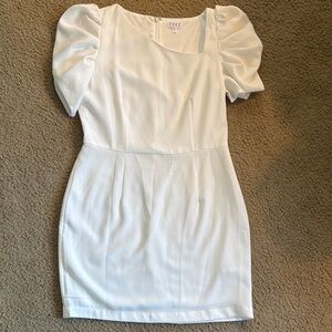 TCEC White Puff Sleeve Mini Dress